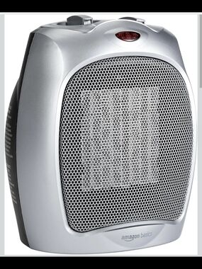 Ceramic Space Heater with Adjustable Thermostat, 1500W, Silver, **New Open Box**